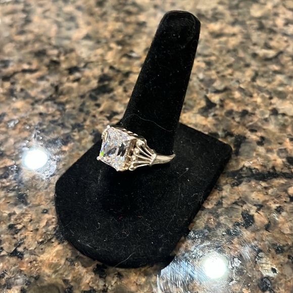 Sterling Silver and Cubic Zirconia Princess Cut Ring - Picture 5 of 5